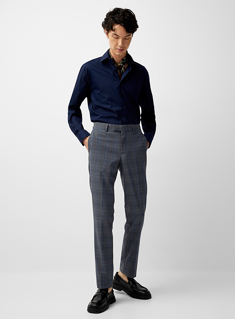 Soul of London Grey Blue Prince of Wales pant Slim fit for men