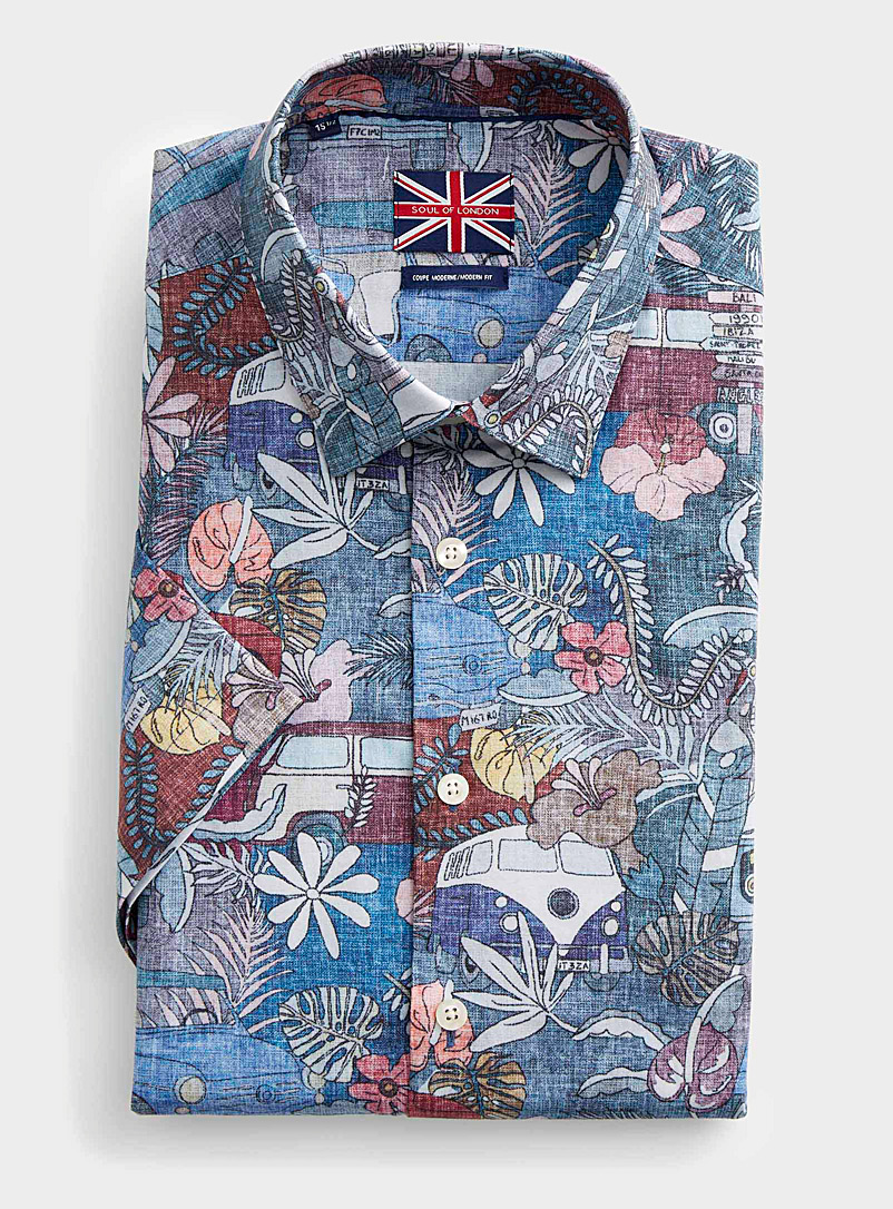 Chemise Homme à Fleurs Tropicales - Manches Courtes, Boutons, Légère - Pour Vacances, Plage, Quotidien