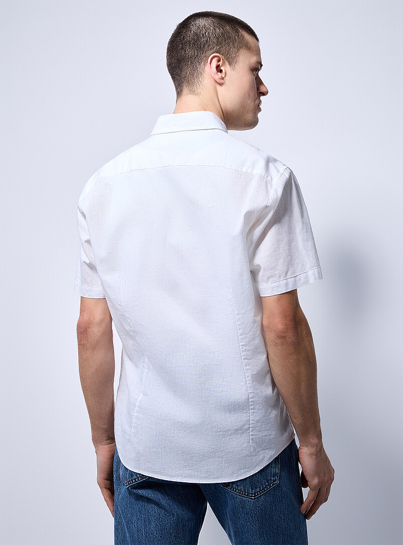 Soul of London White Chambray-like linen shirt <b>Modern fit</b> for men
