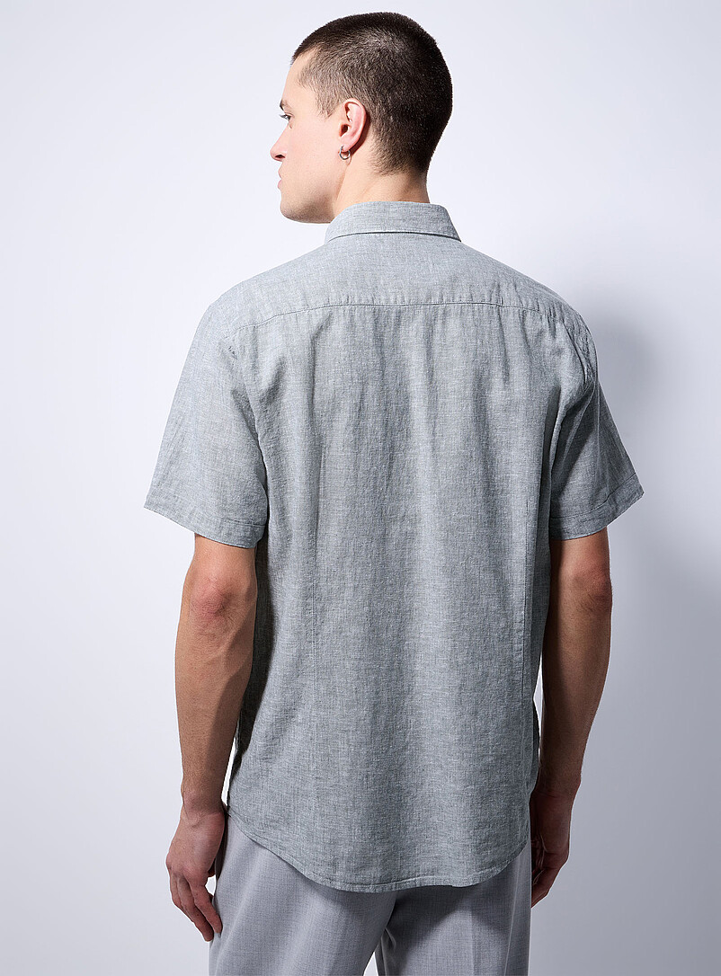 Soul of London White Chambray-like linen shirt <b>Modern fit</b> for men