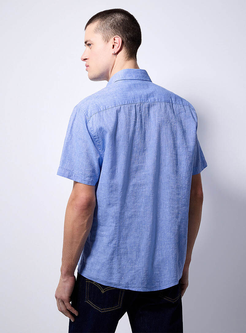 Soul of London White Chambray-like linen shirt <b>Modern fit</b> for men