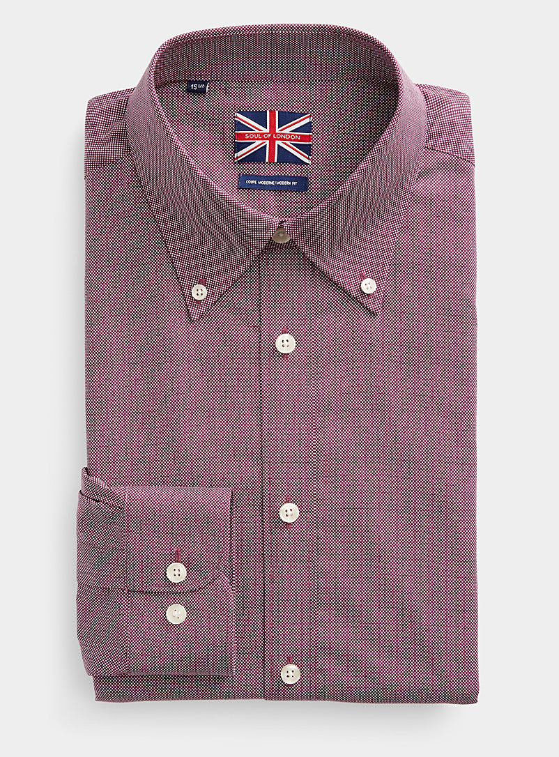 Soul of London: La chemise microdamier extensible Coupe moderne Rose pour homme