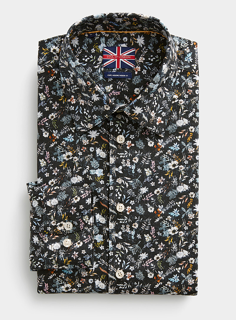 Contrasting botanical shirt Modern fit | Soul of London | Shop Men's ...