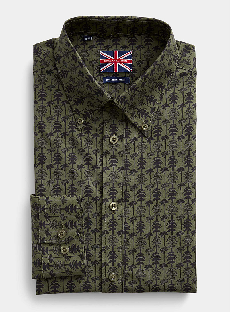 Soul of London Mossy Green Lush forest shirt Modern fit for men