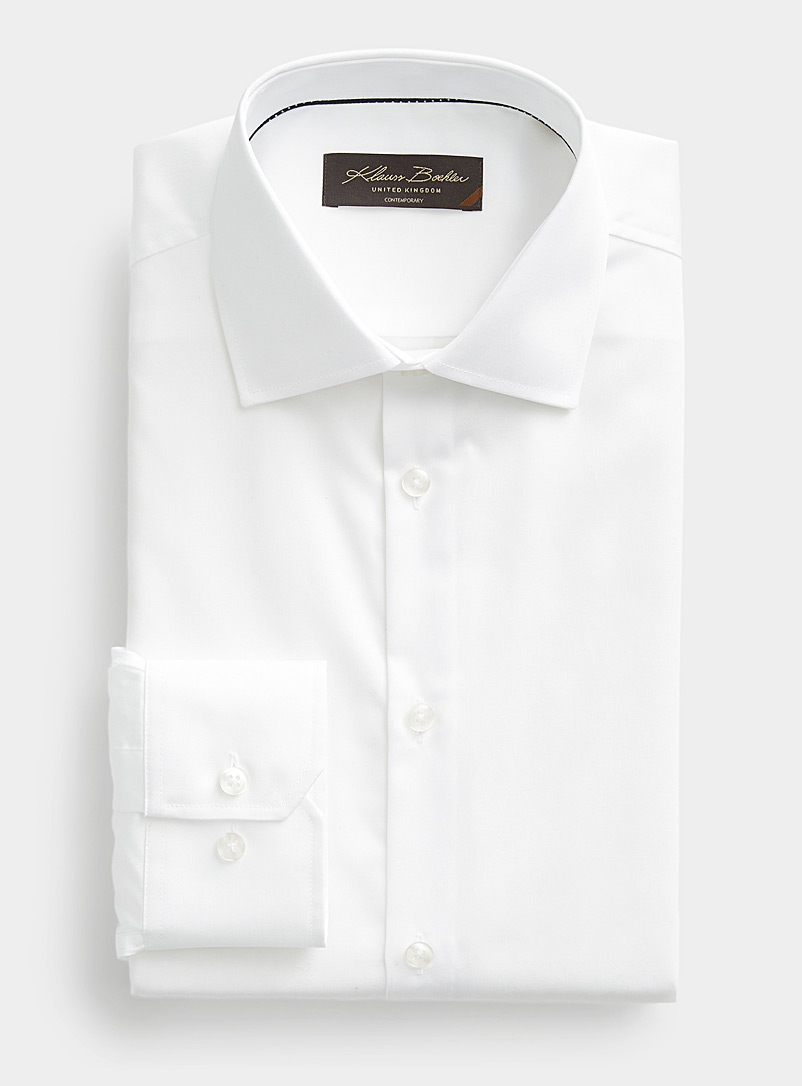Klauss Boehler: La chemise unie pur coton Coupe confort Blanc pour homme