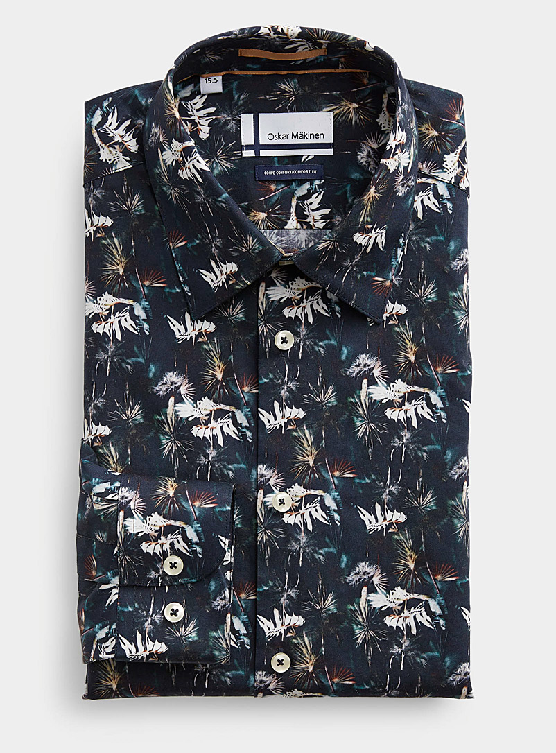 Hörst Green Abstract tropical garden shirt Comfort fit for men