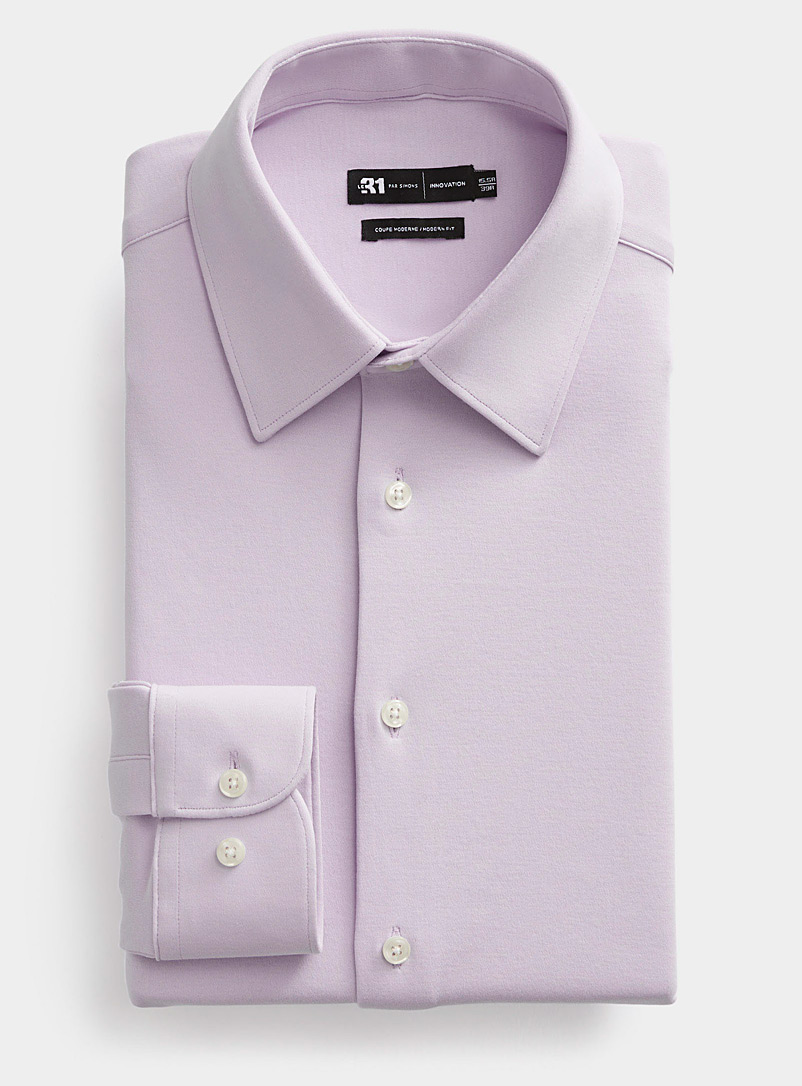 Le 31 Purple Lilac knit shirt Modern fit for men
