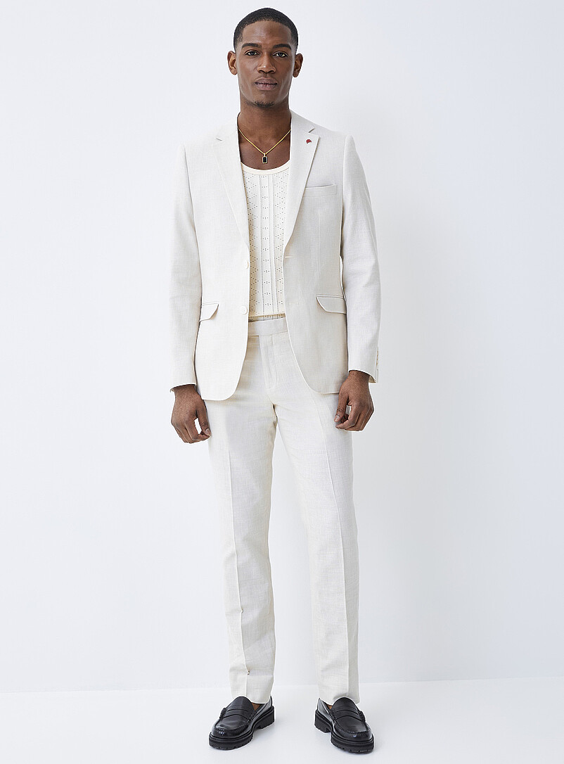 Soul of London: Le veston coton et lin Sable pour homme