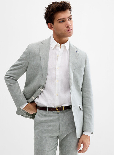Soul of London Green Cotton and linen jacket for men