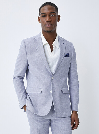 Soul of London: Le veston coton et lin Bleu p&acirc;le - Bleu ciel pour homme