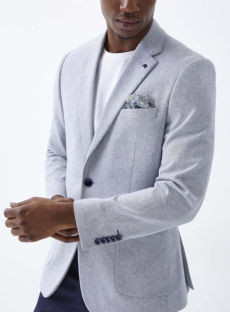 Soul of London Blue Mini-chevron knit jacket for men