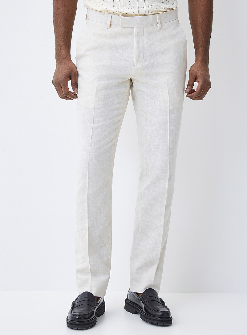 Soul of London: Le pantalon coton et lin <b>Coupe &eacute;troite</b> Bleu p&acirc;le - Bleu ciel pour homme