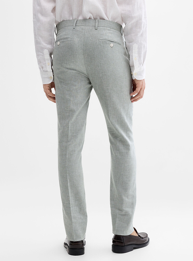 Soul of London Green Cotton-linen pant <b>Slim fit</b> for men