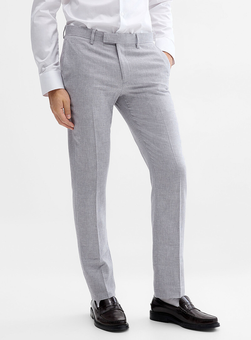 Soul of London: Le pantalon coton et lin <b>Coupe &eacute;troite</b> Bleu p&acirc;le - Bleu ciel pour homme