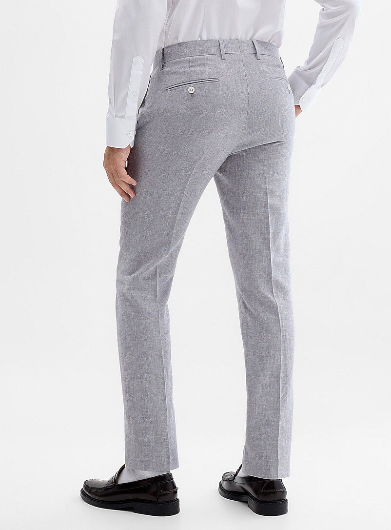 Soul of London: Le pantalon coton et lin <b>Coupe &eacute;troite</b> Bleu p&acirc;le - Bleu ciel pour homme