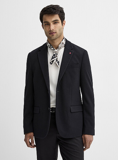 Soul of London Black Neutral bird's eye knit jacket for men