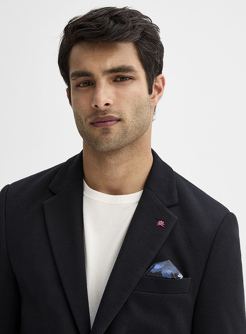 Soul of London Navy/Midnight Blue Neutral bird's eye knit jacket for men