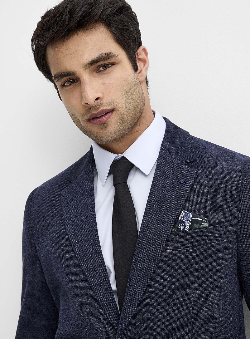 Soul of London Navy/Midnight Blue Neutral bird's eye knit jacket for men