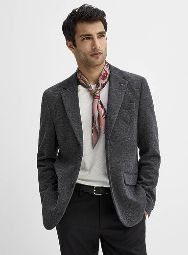 Soul of London Slate Grey Neutral bird's eye knit jacket for men