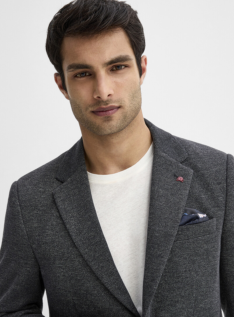Soul of London Navy/Midnight Blue Neutral bird's eye knit jacket for men