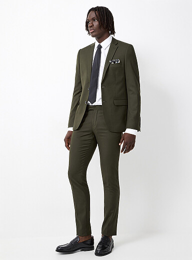 Soul of London: Le complet &eacute;pur&eacute; twill color&eacute; <b>Coupe ajust&eacute;e</b> Vert pour homme