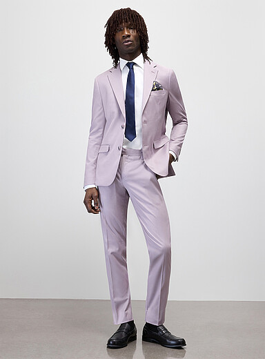 Soul of London: Le complet &eacute;pur&eacute; twill color&eacute; <b>Coupe ajust&eacute;e</b> Lilas pour homme