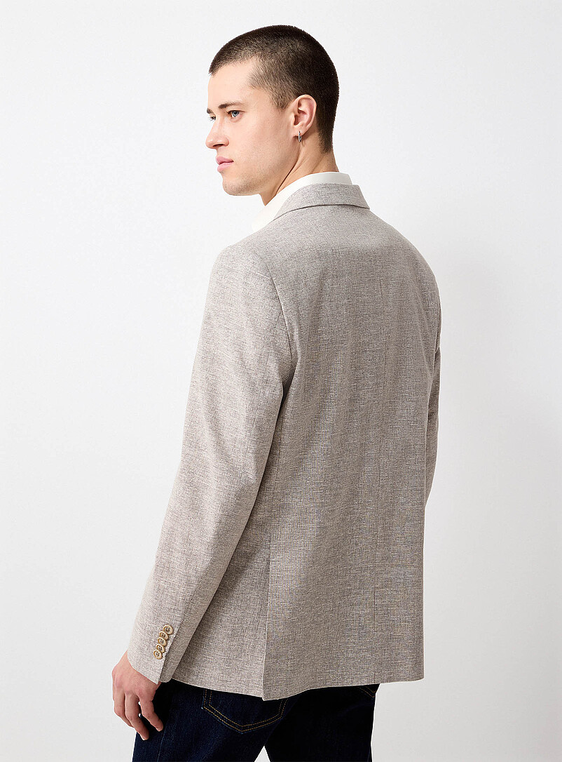 Soul of London Sand Beige linen-blend micro-pattern jacket for men
