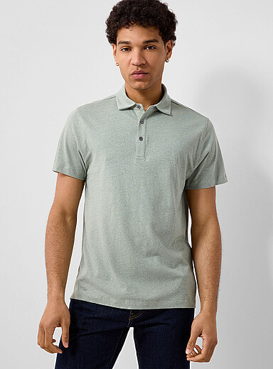 Soul of London Ivory/Cream Beige Hemp and cotton polo for men