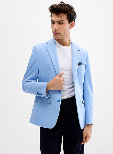 Soul of London: Le veston piqu&eacute; color&eacute; Bleu p&acirc;le - Bleu ciel pour homme