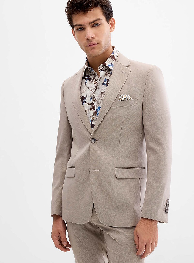 Soul of London: Le complet piqu&eacute; fils deux tons <b>Coupe ajust&eacute;e</b> Sable pour homme