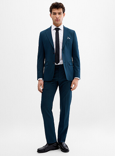Soul of London: Le complet piqu&eacute; fils deux tons <b>Coupe ajust&eacute;e</b> Sarcelle pour homme