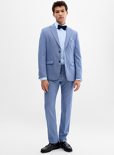 Soul of London Blue Two-tone thread piqu&eacute; suit <b>Slim fit</b> for men