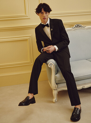 Black piqu&eacute; tuxedo <b>Slim fit</b>
