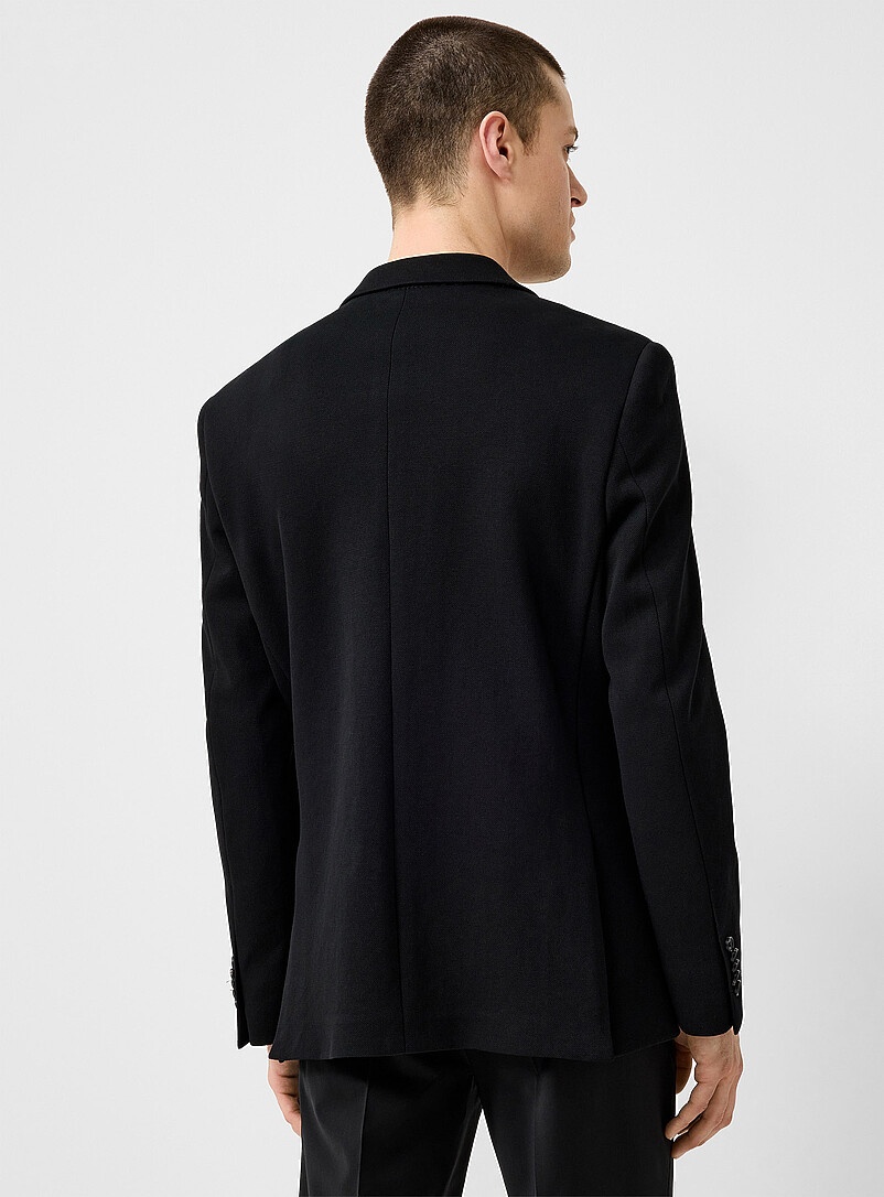 Soul of London Black Honeycomb texture double-breasted blazer for men