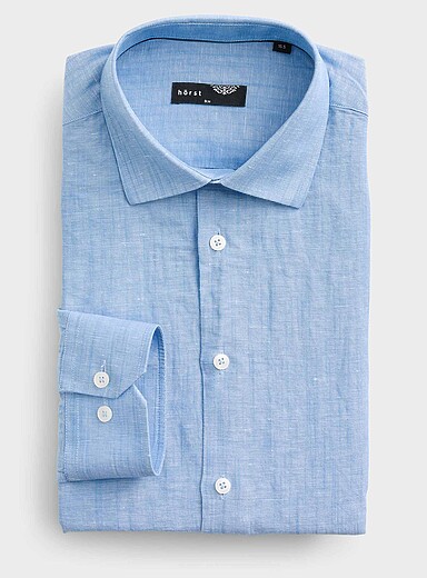 La chemise chambray lin et coton <b>Coupe ajust&eacute;e</b>