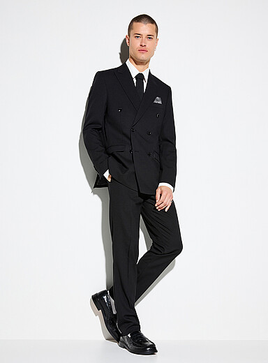 Soul of London: Le complet piqu&eacute; double boutonnage <b>Coupe ajust&eacute;e</b> Noir pour homme