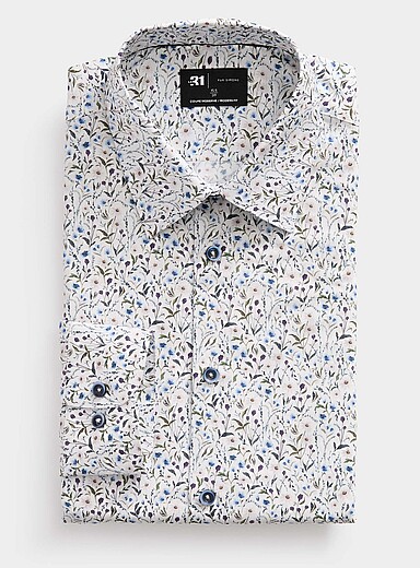 La chemise blanche fleurs sauvages <b>Coupe moderne</b>