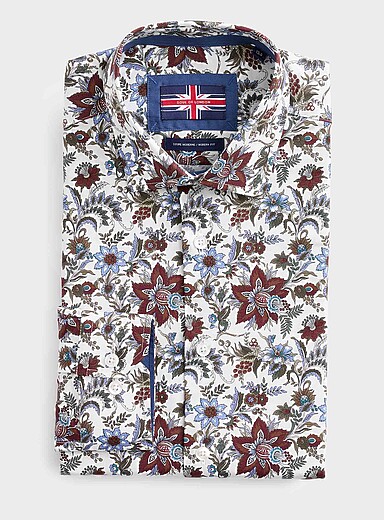 Illustrated flower stretch shirt <b>Modern fit</b>