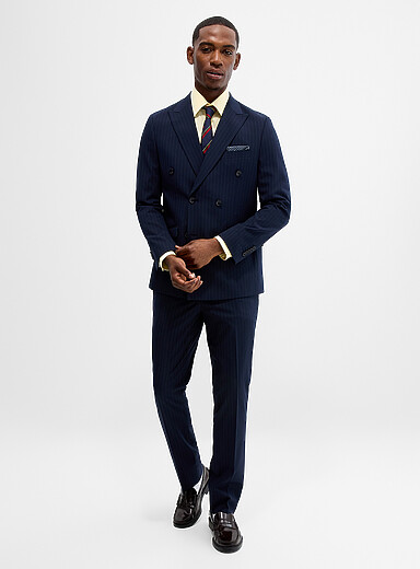Soul of London Blue Banker-stripe suit <b>Slim fit</b> for men
