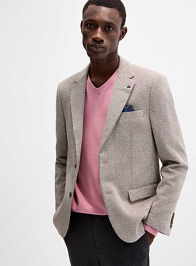 Soul of London Brown Stretch piqu&eacute; blazer for men