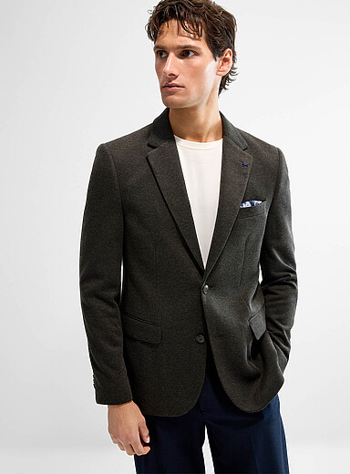 Soul of London Green Stretch piqu&eacute; blazer for men