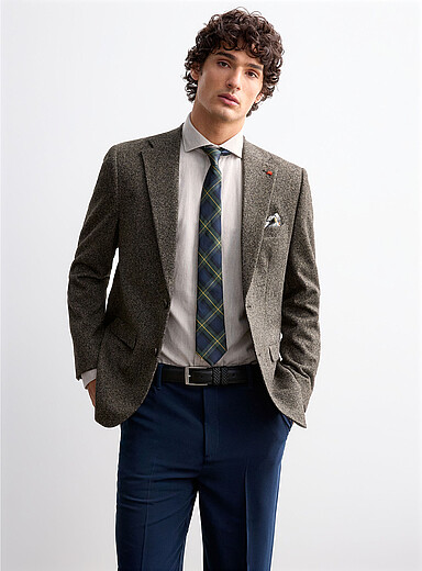 Soul of London Brown Donegal herringbone jacket for men
