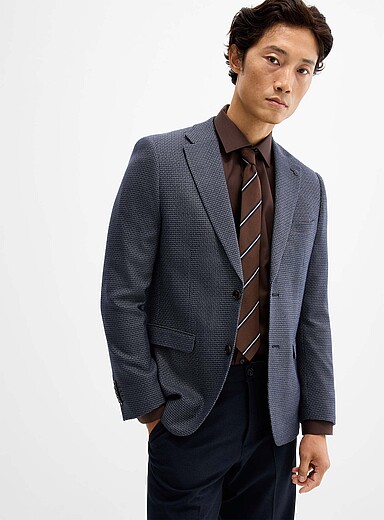 Blue and brown micro-pattern blazer
