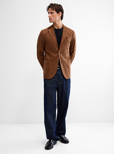 Supple faux-suede blazer