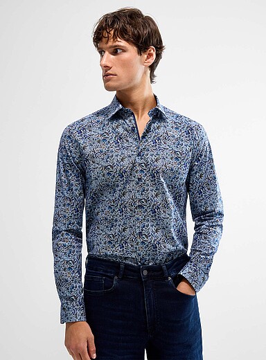 La chemise fleurs des champs indigo <b>Coupe moderne</b>