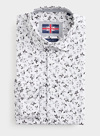 Desaturated flower stretch shirt <b>Modern fit</b>