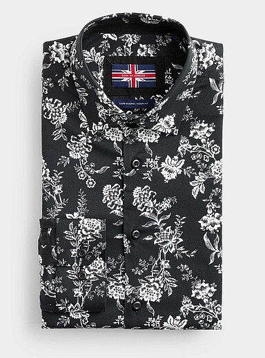 La chemise extensible fleurs contraste <b>Coupe moderne</b>
