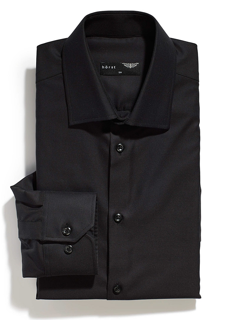 Hörst Black Solid business shirt Slim fit for men