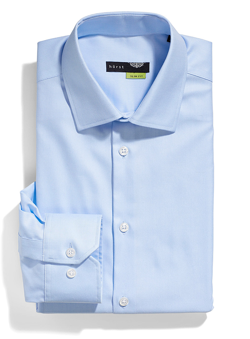 Hörst Blue Solid business shirt Slim fit for men