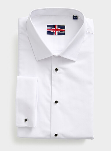 Black-button white tuxedo shirt <b>Modern fit</b>
